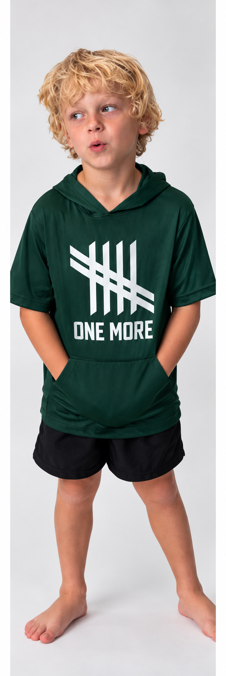 One More Logo Hoodie - Forest Green/White