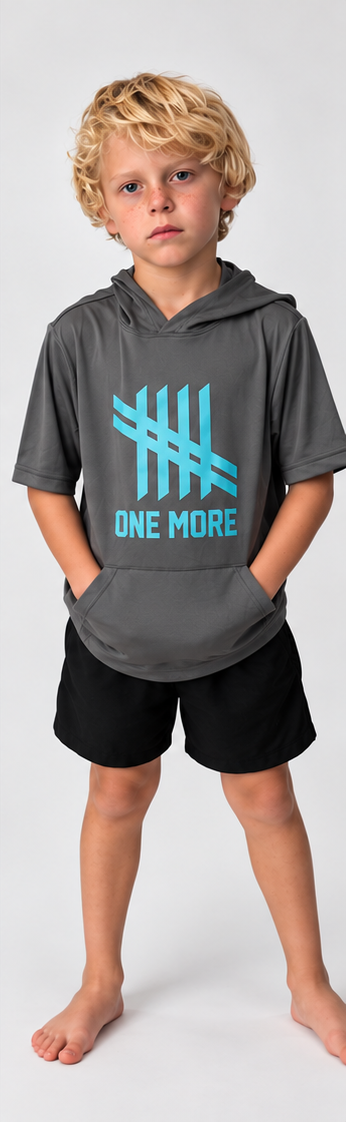 One More Logo Hoodie - Gray/Teal