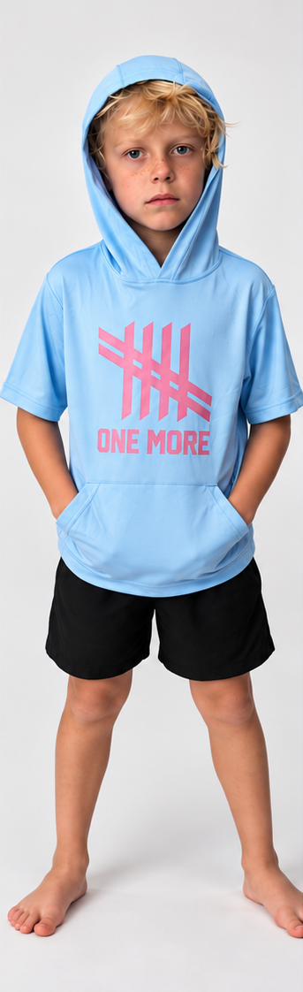 One More Logo Hoodie - Light Blue/Pink